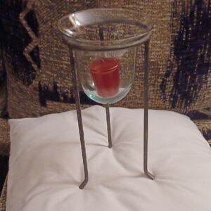 4/$60 Elegant Glass & Metal Candle Holder